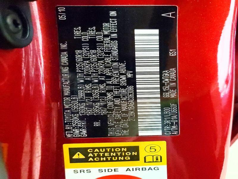 2T2BK1BA6AC063086 2010 Lexus RX photo no. 13