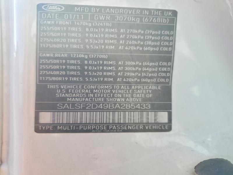SALSF2D49BA285433 2011 Land Rover Range Rover photo no. 13