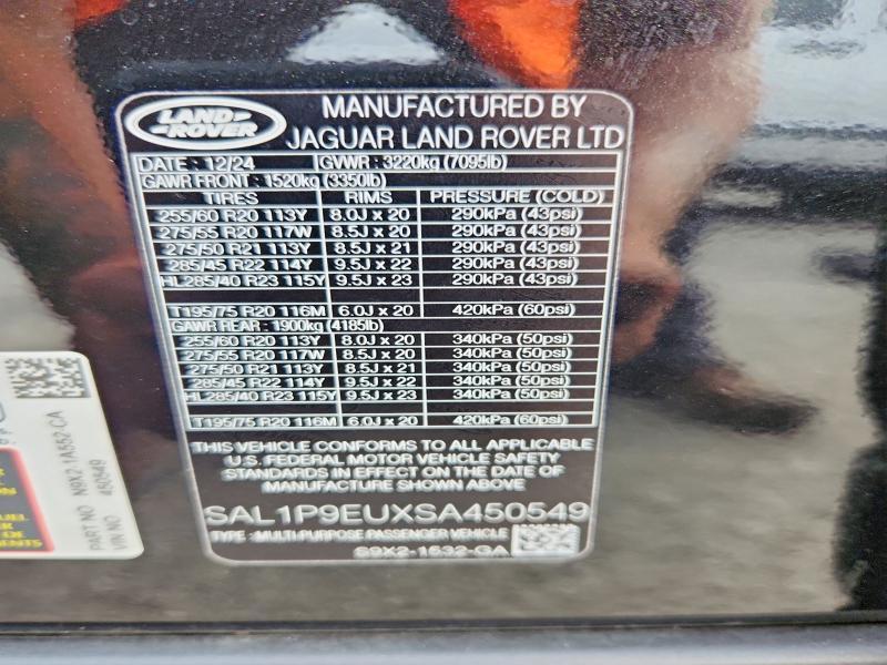 2025 Land Rover Range Rover — VIN SAL1P9EUXSA450549, şəkil 13