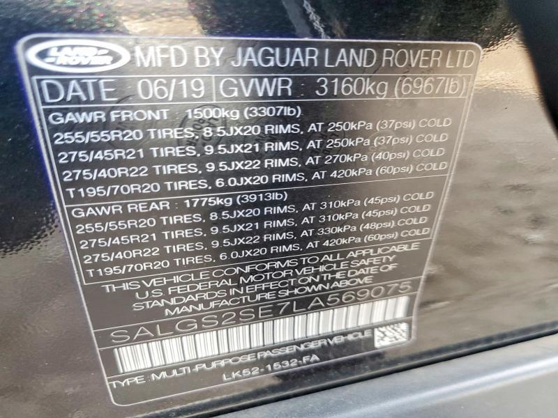 2020 Land Rover Range Rover — VIN SALGS2SE7LA569075, şəkil 14
