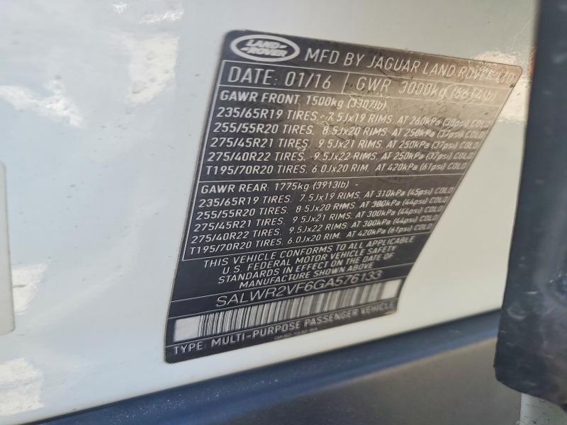 SALWR2VF6GA576133 2016 Land Rover Range Rover photo no. 13
