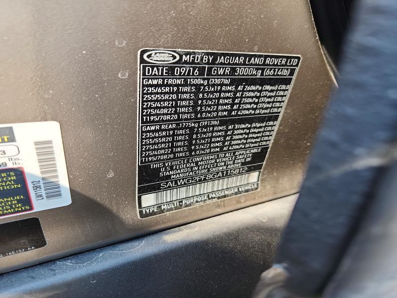 SALWG2PF8GA115812 2016 Land Rover Range Rover photo no. 12