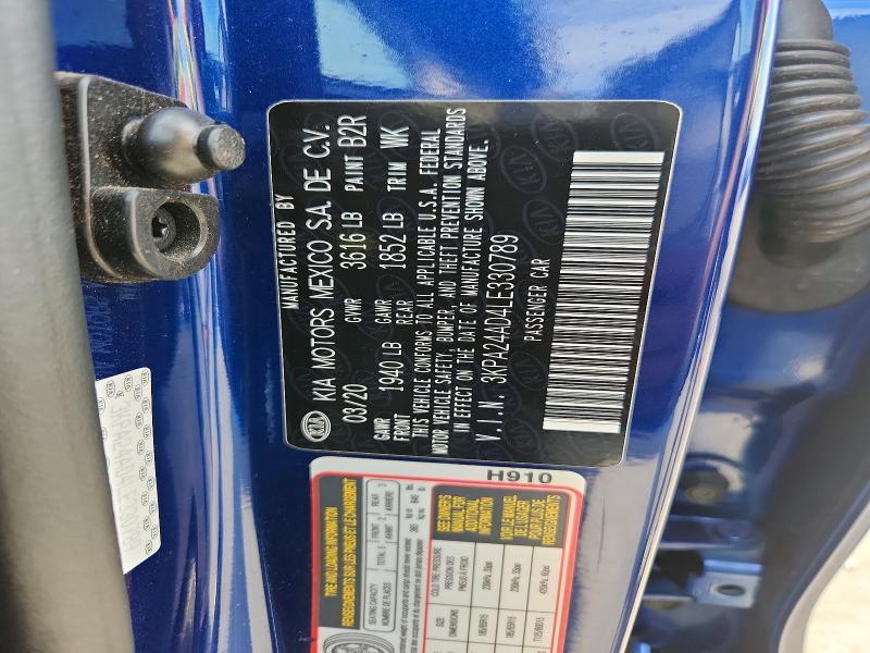 2020 KIA Rio — VIN 3KPA24AD4LE330789, şəkil 13