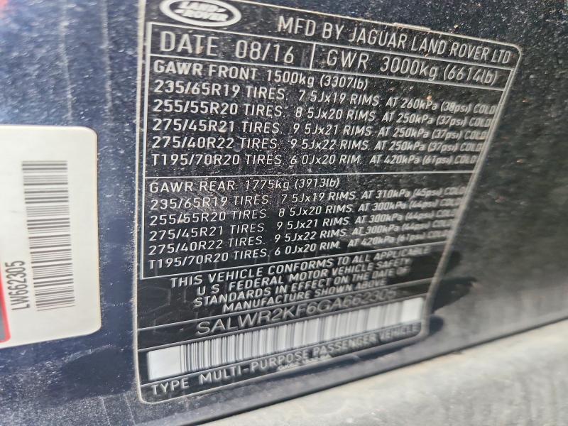SALWR2KF6GA662305 2016 Land Rover Range Rover photo no. 14