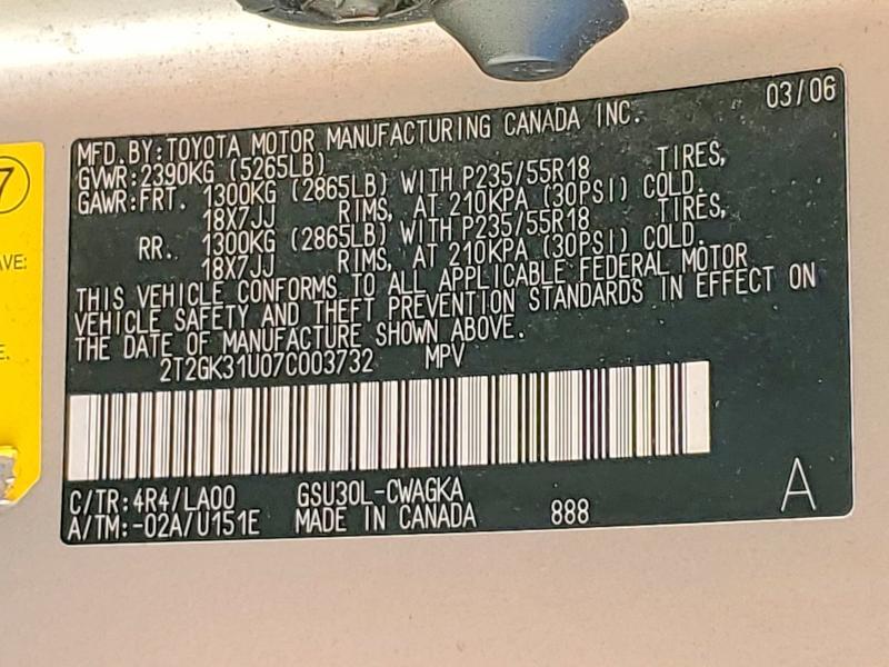 2T2GK31U07C003732 2007 Lexus RX photo no. 13