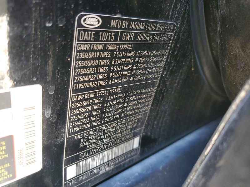 SALWR2VFXGA636866 2016 Land Rover Range Rover photo no. 12