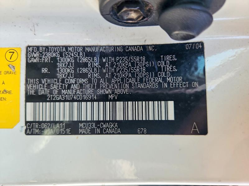 2T2GA31U74C016914 2004 Lexus RX photo no. 13