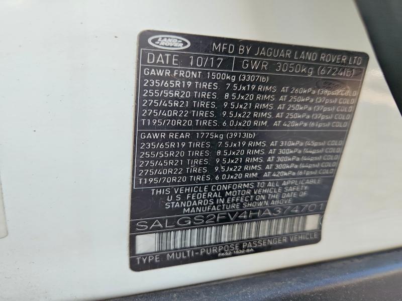 2017 Land Rover Range Rover — VIN SALGS2FV4HA374701, şəkil 13