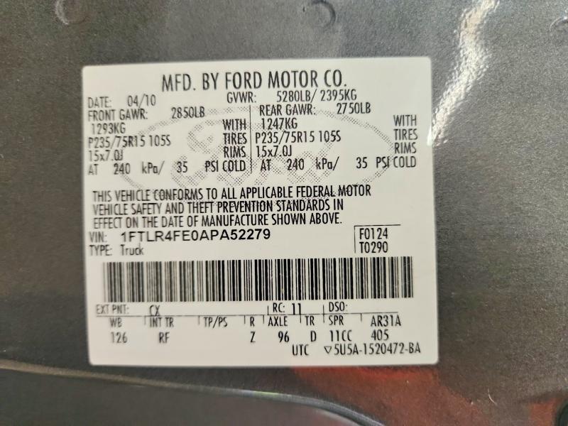 1FTLR4FE0APA52279 2010 Ford Ranger photo no. 12