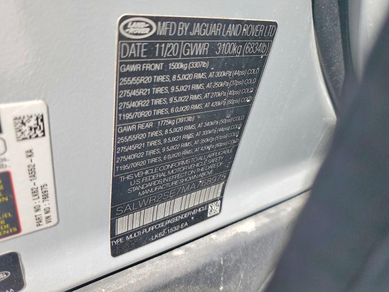 SALWR2SE7MA768975 2021 Land Rover Range Rover photo no. 13