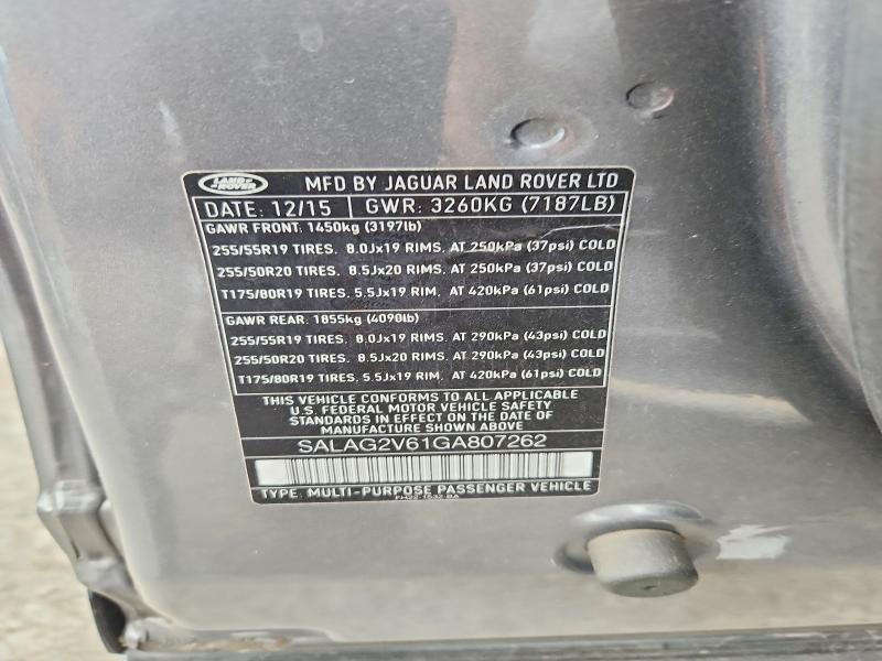2016 Land Rover LR4 — VIN SALAG2V61GA807262, şəkil 13