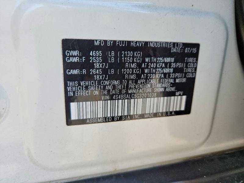 4S4BSALC5G3201038 2016 Subaru Outback photo no. 13