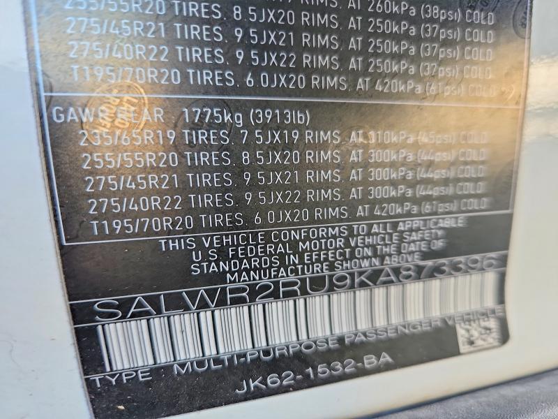 SALWR2RU9KA873396 2019 Land Rover Range Rover photo no. 12