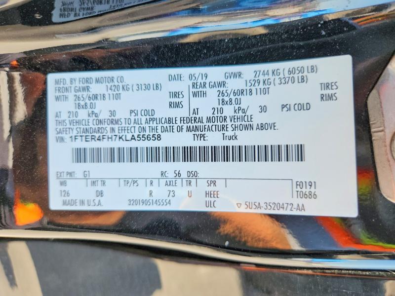 2019 Ford Ranger — VIN 1FTER4FH7KLA55658, şəkil 13