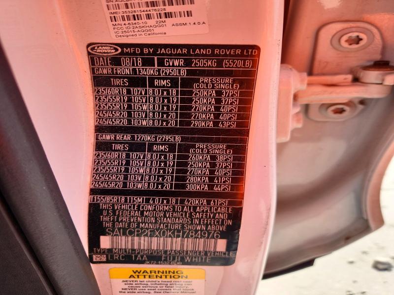 2019 Land Rover Discovery — VIN SALCP2FX0KH784976, şəkil 13