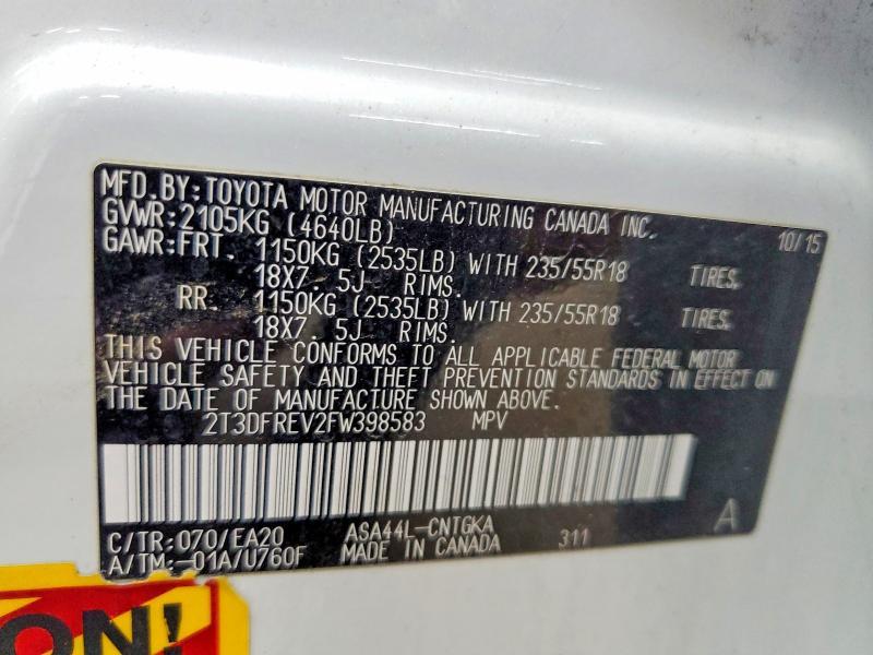 2T3DFREV2FW398583 2015 Toyota RAV4 photo no. 13