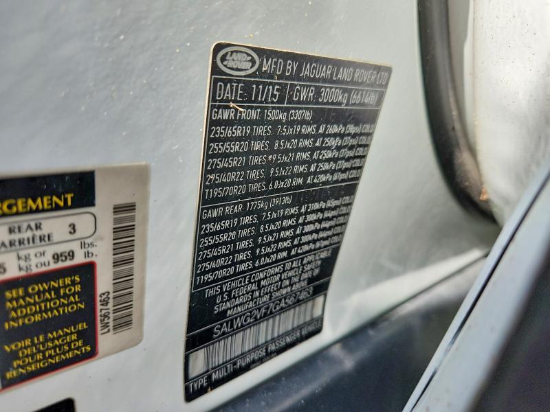 SALWG2VF7GA567463 2016 Land Rover Range Rover photo no. 12