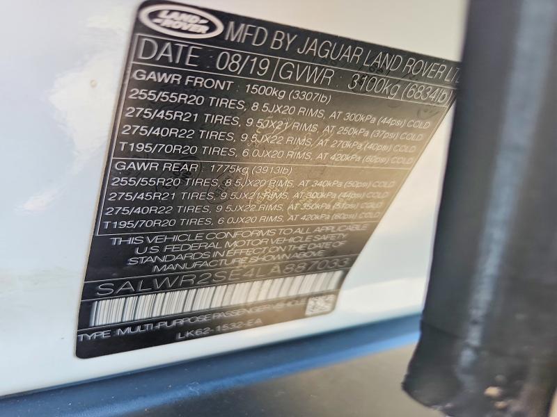 2020 Land Rover Range Rover — VIN SALWR2SE4LA887033, şəkil 13
