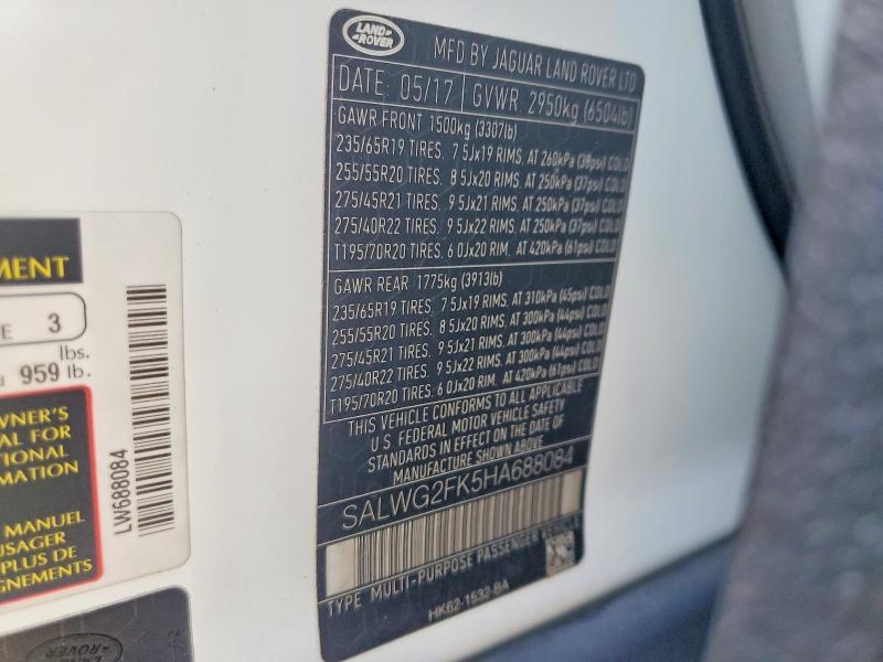 2017 Land Rover Range Rover — VIN SALWG2FK5HA688084, şəkil 13