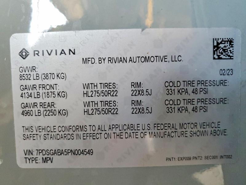 7PDSGABA5PN004549 2023 Rivian R1S photo no. 13