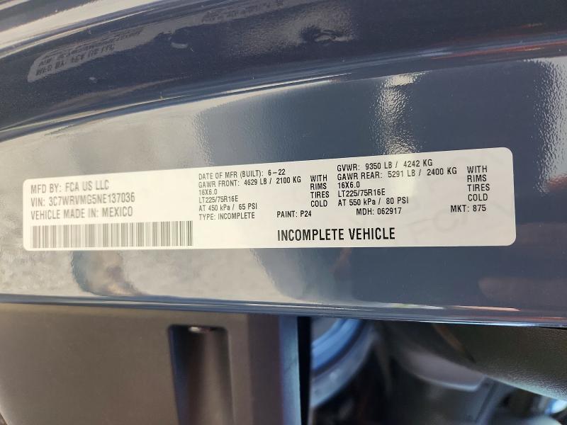 3C7WRVMG5NE137036 2022 RAM Promaster photo no. 14