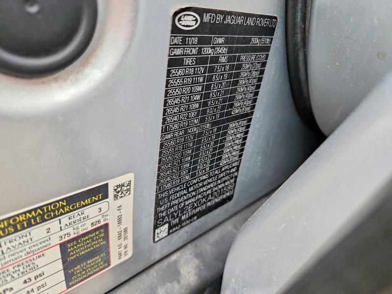 2019 Land Rover Range Rover — VIN SALYL2EX0KA201589, фото 14