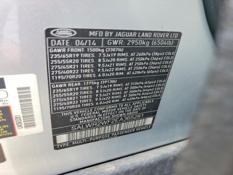 SALWR2WF2EA365281 2014 Land Rover Range Rover photo no. 13