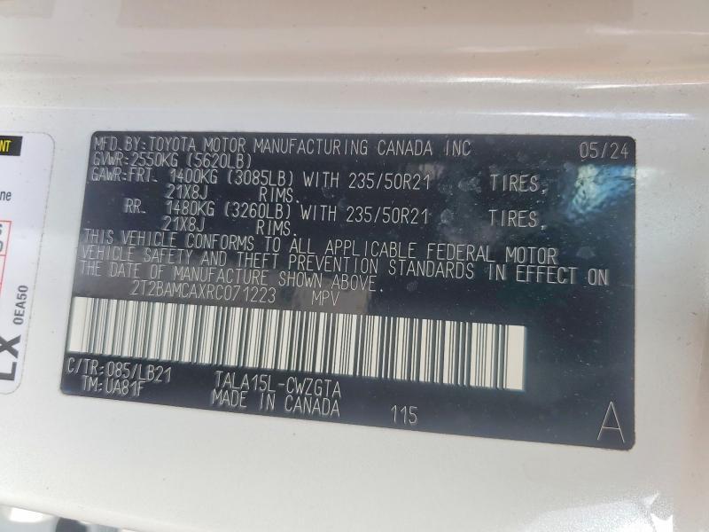 2024 Lexus RX — VIN 2T2BAMCAXRC071223, şəkil 13