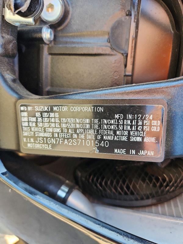 JS1GN7FA2S7101540 2025 Suzuki GSX-R600 photo no. 9