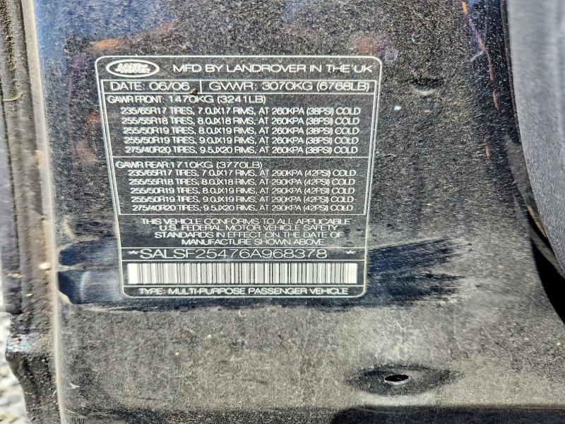 SALSF25476A968378 2006 Land Rover Range Rover photo no. 13