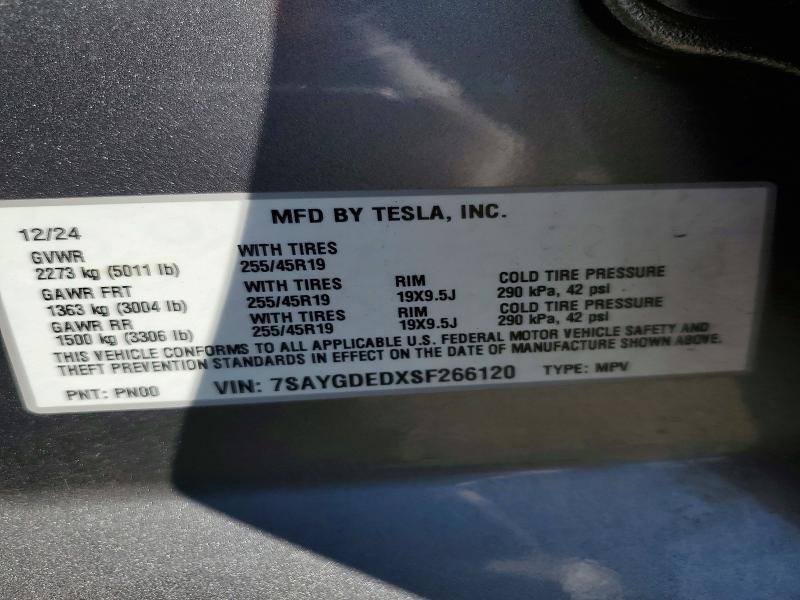 2025 Tesla MODEL Y — VIN 7SAYGDEDXSF266120, şəkil 13