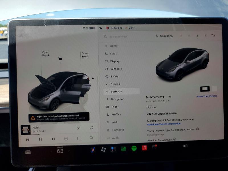 2025 Tesla MODEL Y — VIN 7SAYGDEDXSF266120, şəkil 9