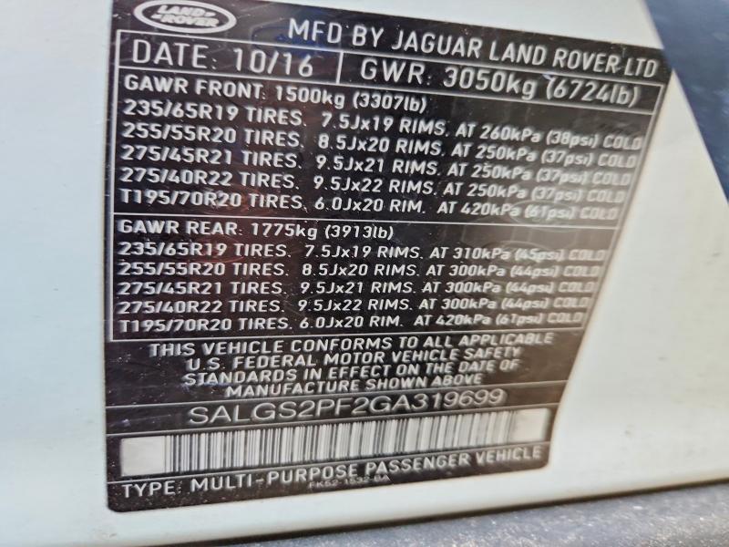 SALGS2PF2GA319699 2016 Land Rover Range Rover photo no. 13