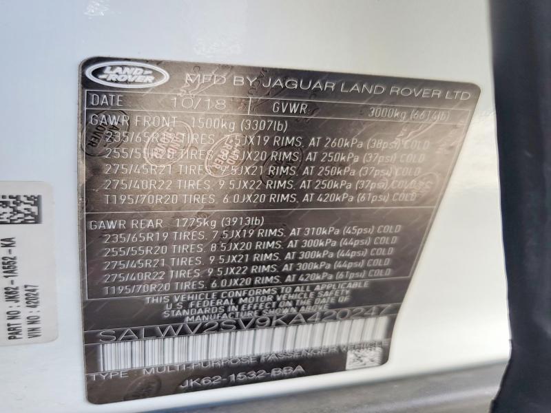 SALWV2SV9KA420247 2019 Land Rover Range Rover photo no. 13