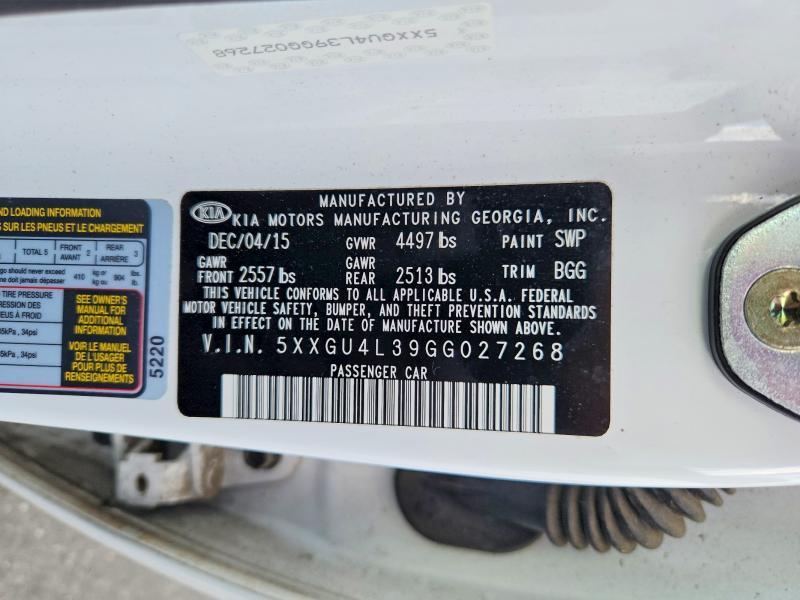 5XXGU4L39GG027268 2016 KIA Optima photo no. 12