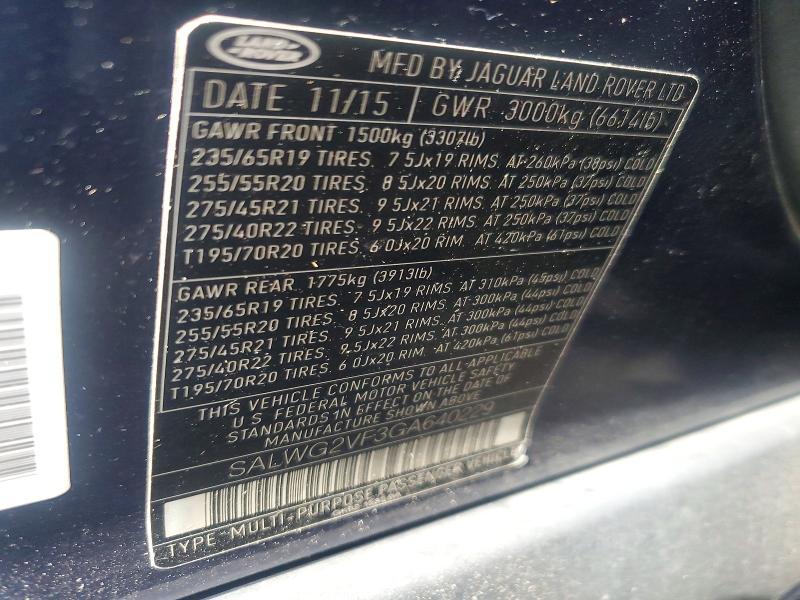 2016 Land Rover Range Rover — VIN SALWG2VF3GA640229, şəkil 14