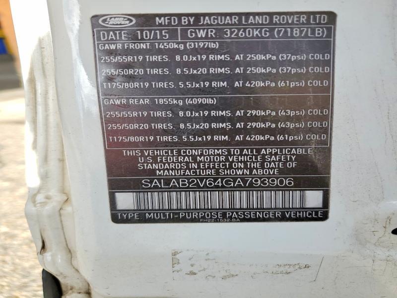 SALAB2V64GA793906 2016 Land Rover LR4 photo no. 12