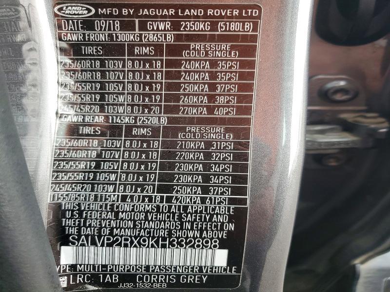 SALVP2RX9KH332898 2019 Land Rover Range Rover photo no. 13