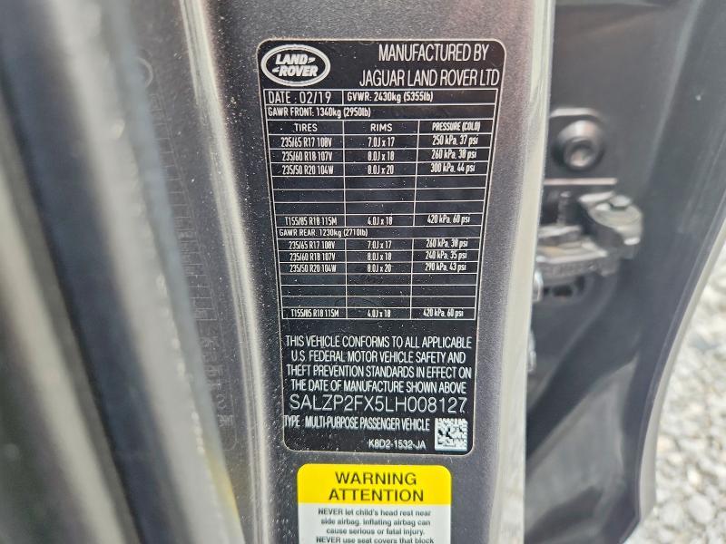2020 Land Rover Range Rover — VIN SALZP2FX5LH008127, şəkil 13