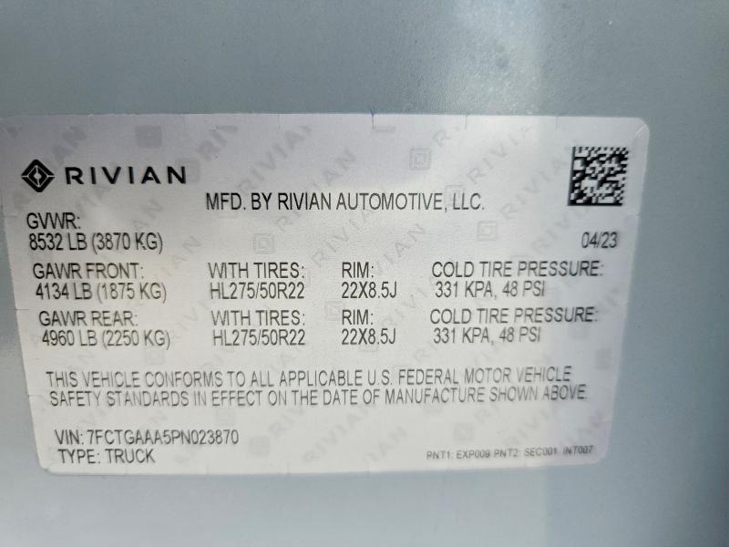 7FCTGAAA5PN023870 2023 Rivian R1T photo no. 13