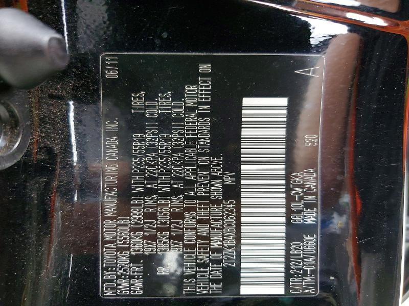 2T2ZK1BAXBC062345 2011 Lexus RX photo no. 14