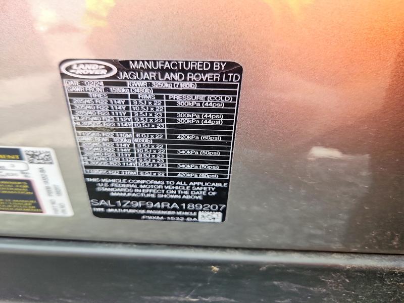 2024 Land Rover Range Rover — VIN SAL1Z9F94RA189207, şəkil 12