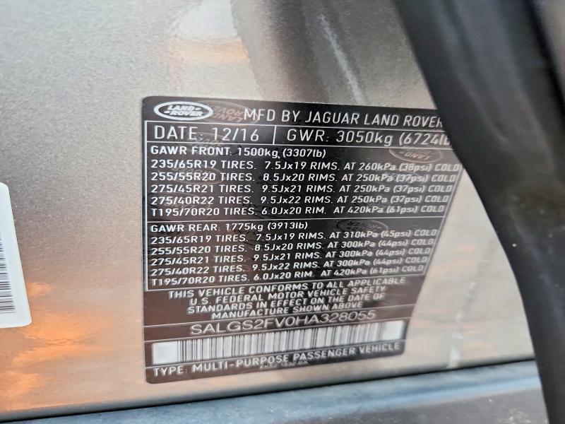 2017 Land Rover Range Rover — VIN SALGS2FV0HA328055, şəkil 12
