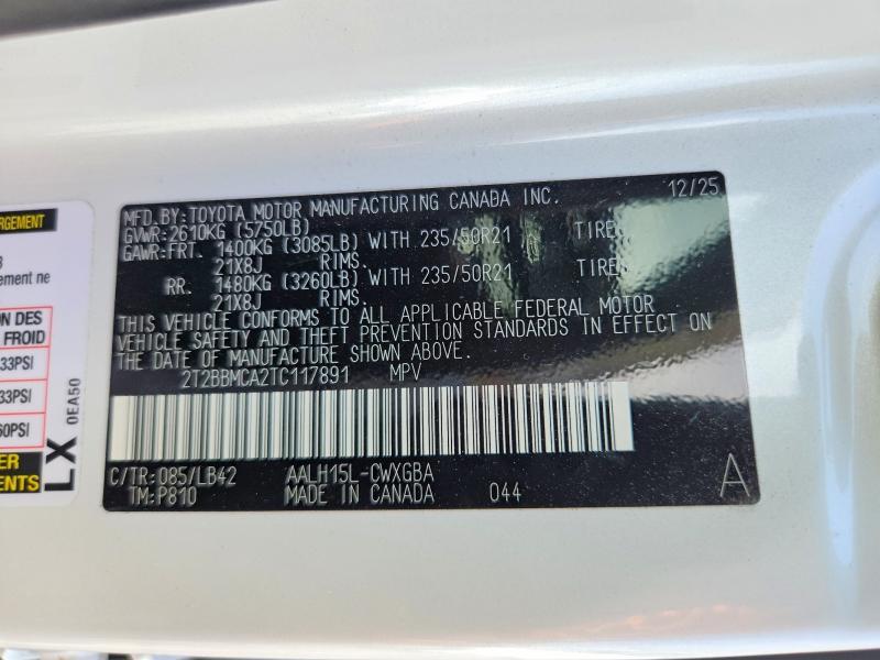 2026 Lexus RX — VIN 2T2BBMCA2TC117891, şəkil 13