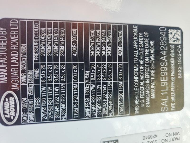 2025 Land Rover Range Rover — VIN SAL1L9E99SA428940, şəkil 13