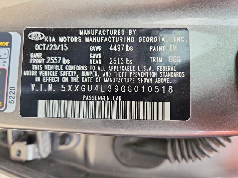 2016 KIA Optima — VIN 5XXGU4L39GG010518, şəkil 13