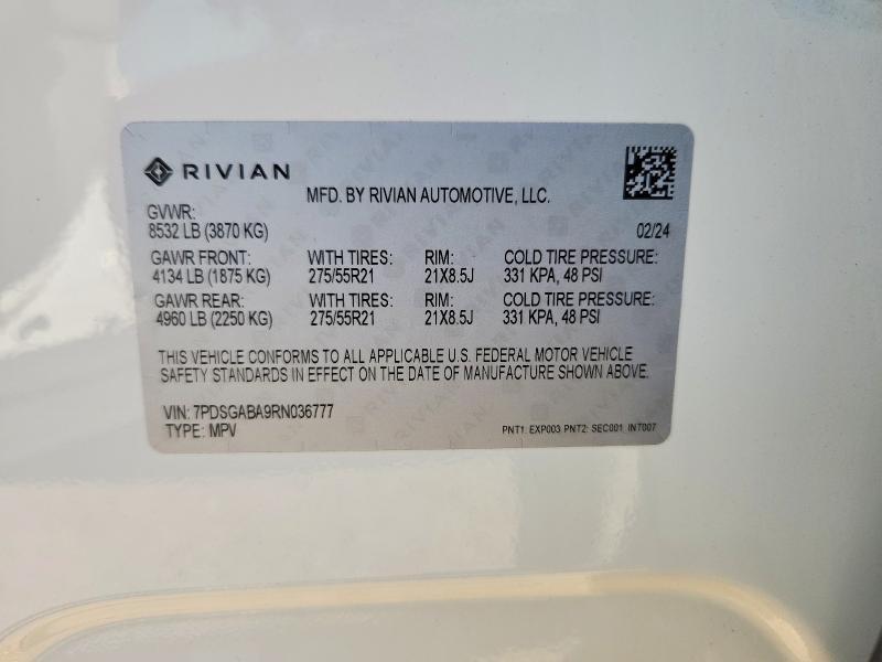 2024 Rivian R1S — VIN 7PDSGABA9RN036777, şəkil 12