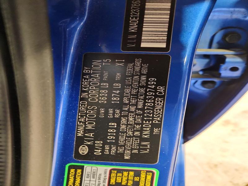 KNADE123786397499 2008 KIA Rio photo no. 12