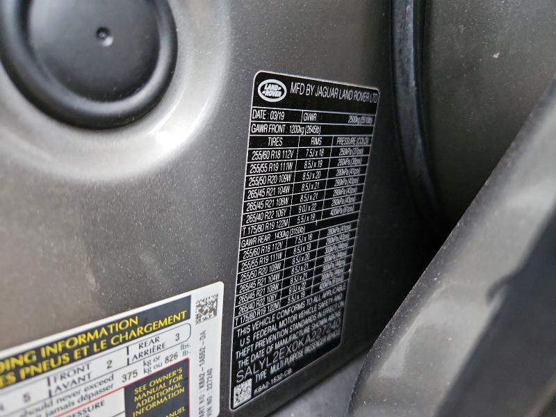 SALYL2EX0KA227240 2019 Land Rover Range Rover photo no. 13