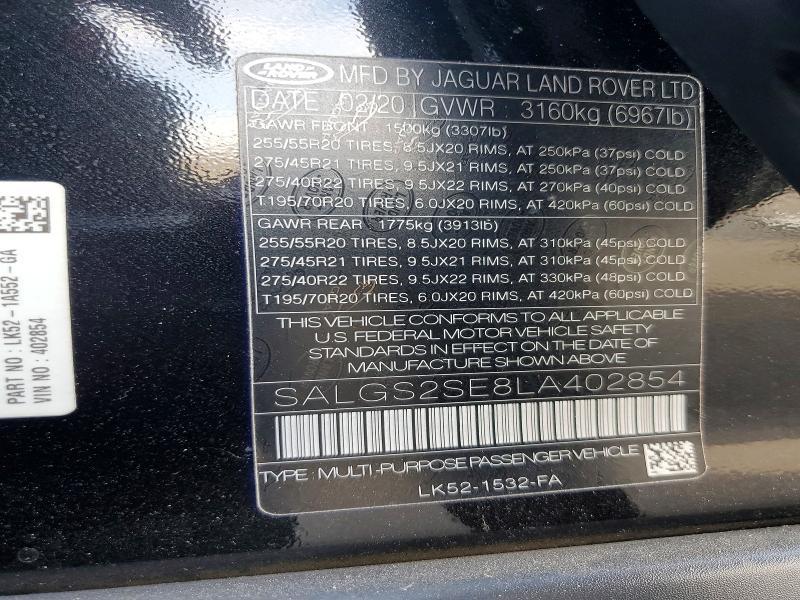 2020 Land Rover Range Rover — VIN SALGS2SE8LA402854, şəkil 13